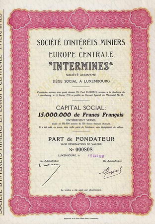 Soc. d’Interets Miniers en Europe Centrale “Intermines” S.A.
