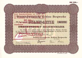 Braunschweigische Kohlen-Bergwerke (1941 umgestempelt 660 RM)