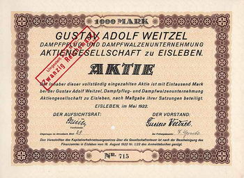 Gustav Adolf Weitzel Dampfpflug- und Dampfwalzenunternehmung AG
