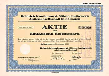 Heinrich Kaufmann & Söhne Indiawerk AG